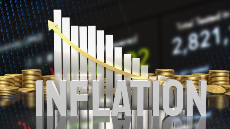 white-inflation-text-chart-business-concept-3d-rendering